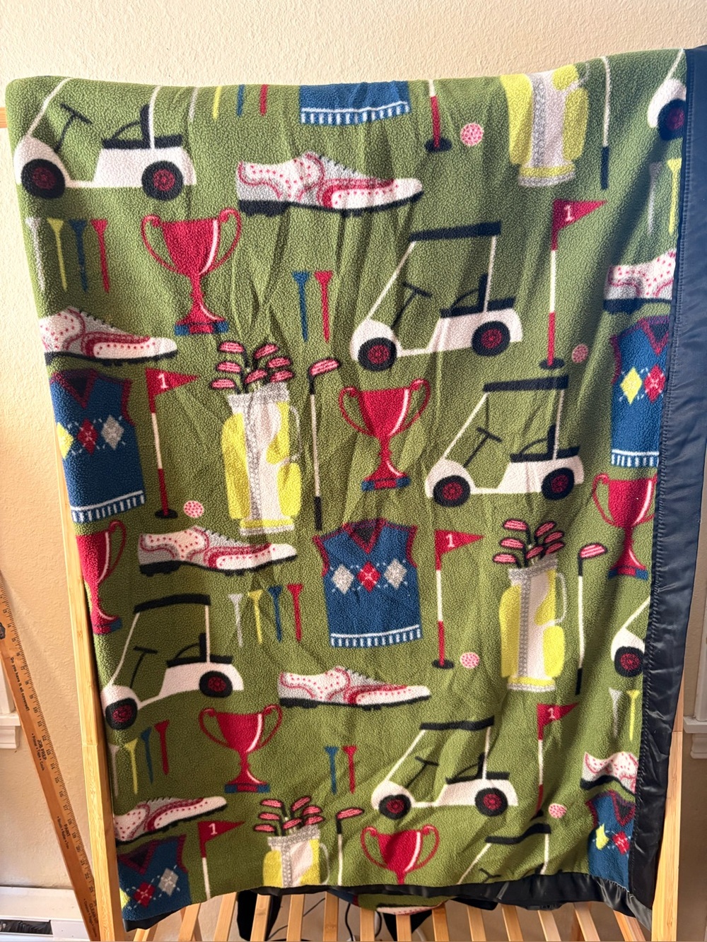Handmade Golf Fleece Throw Blanket Green 60x100